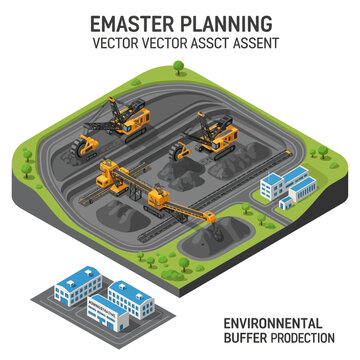Isometric Construction Site with Environmental Buffer Zone.