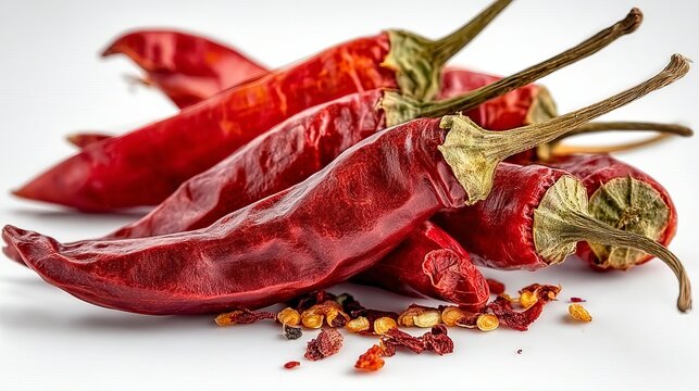 Vibrant Rustic Red Chili Pepper Collection Showcase on Soft White Background for Culinary Arts