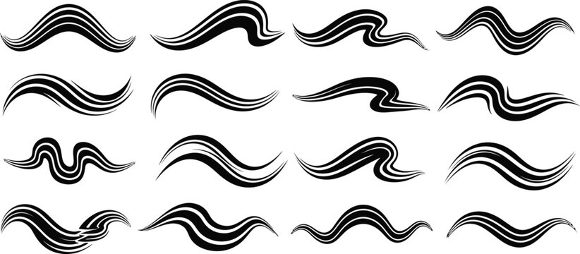 Black and white abstract wave shapes