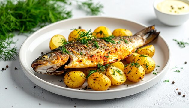 Schweden &ndash; Gebratene Forelle mit Dillkartoffeln