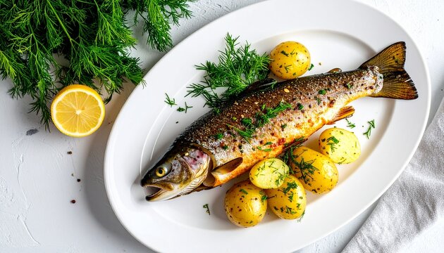 Schweden &ndash; Gebratene Forelle mit Dillkartoffeln