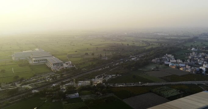 Aerial view of village in haryana, 4k footage