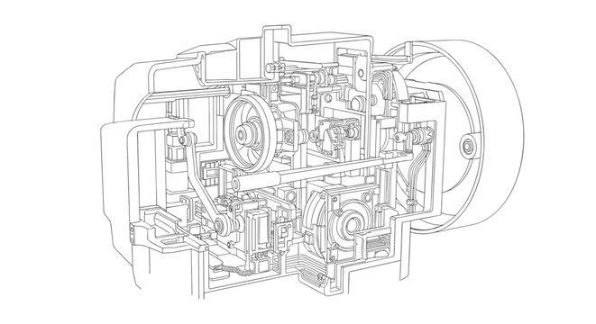 Detailed Technical Drawing of Engine.