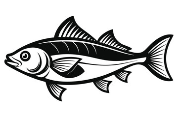Obraz premium halibut silhouette line art vector illustration