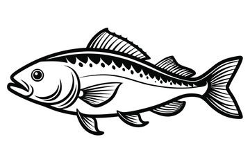 halibut silhouette line art vector illustration