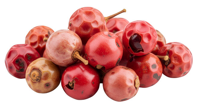 Heap of Dried Pink Peppercorns or Red Berries Spice Isolated on Transparent Background

