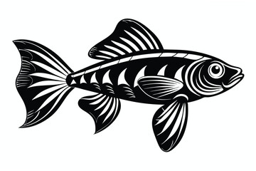 Fototapeta premium guppy fish silhouette line art vector illustration
