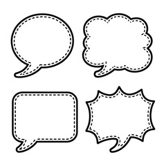 Dialogue Boxes: A set of speech bubbles, each with a unique shape, offering a creative canvas for conversations. Perfect for conveying thoughts and ideas.