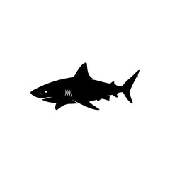 Obraz premium Black silhouette of a shark swimming.