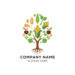 Obraz premium Tree Logo with Fruits and Vegetables.