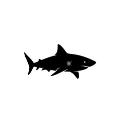 Obraz premium Black silhouette of a shark swimming.