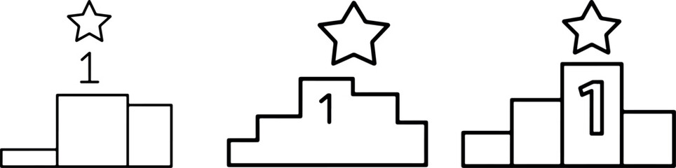 Obraz premium Winner podium icon collection with first place number one and star symbol illustrating achievement ranking and success in competitive sports or business