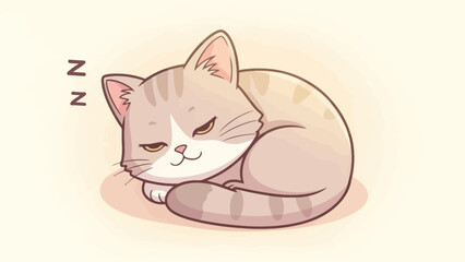 Cute cat sleeping peacefully with "N N" text.