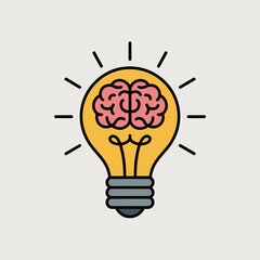 Fototapeta premium Light bulb with brain inside symbolizing creative idea and innovation concept