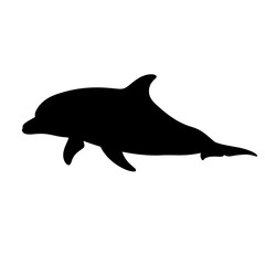 Fototapeta premium Black silhouette of a swimming dolphin.