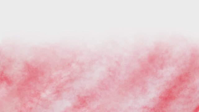 Seamless looping animation of soft red watercolor texture or smoke clouds rising and drifting against a clean white background for artistic and creative projects.
