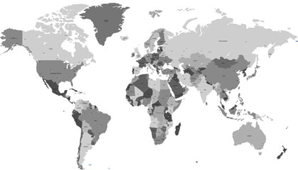 Obraz premium World map. Grey modern vector map. Silhouette map.