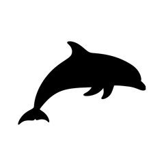 Fototapeta premium Black silhouette of a dolphin swimming.