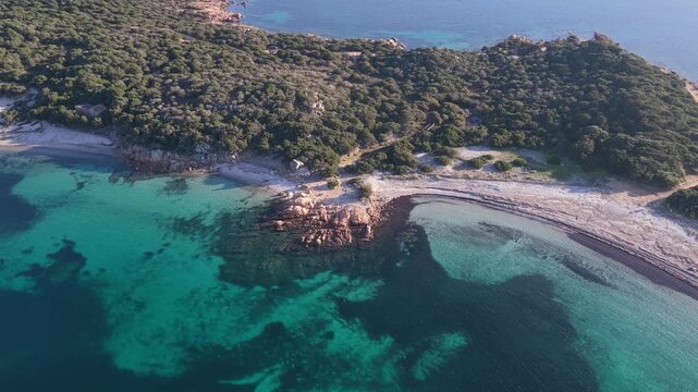 Veduta Aerea della Bellissima Spiaggia Cala Portese nell' Arcipelago di la Maddalena, Sardegna