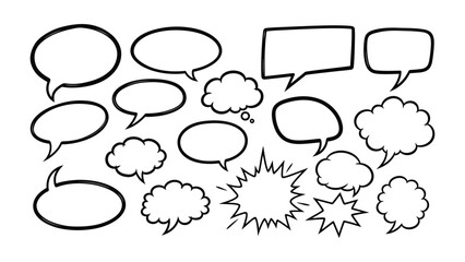 Fototapeta premium Comics Speech Bubbles: A collection of various comic speech bubbles with blank space, ideal for expressing thoughts, dialogue and emotions