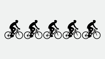 Obraz premium Cyclist Pedaling Silhouette Vector Sequence