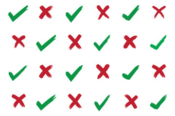 Check tick mark icon set. Cross box x check mark checkbox v list. © Ideas vector 786