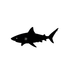 Obraz premium Black silhouette of a shark swimming.