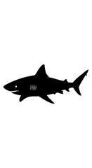 Fototapeta premium Black silhouette of a shark swimming.
