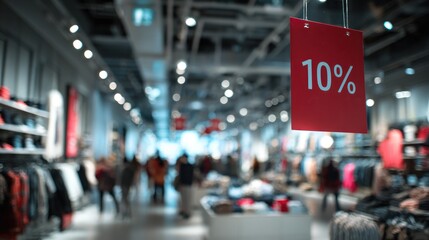 Fototapeta premium Store discount sign inside retail space
