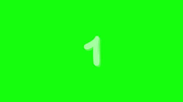 Hand-Drawn 5-Second Countdown on Green Screen - Animated Doodle Style Numbers (5 to 1)