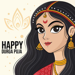 Happy Durga puja festival Post Illustration
