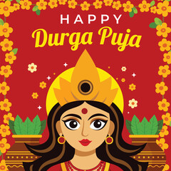 Happy Durga puja festival Post Illustration