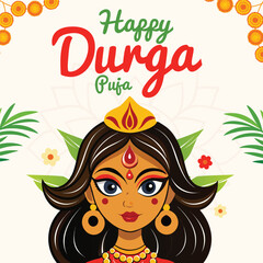 Happy Durga puja festival Post Illustration