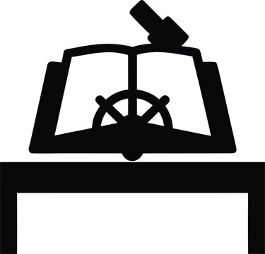 nautical almanac open book silhouette vector illustration on transparent background