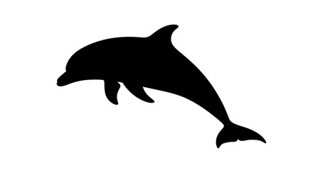 Obraz premium Black silhouette of a dolphin jumping.