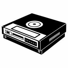 Obraz premium Vintage vcr video cassette recorder black and white icon retro technology home entertainment device