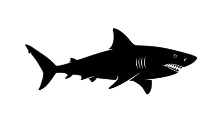 Fototapeta premium Black silhouette of a shark swimming.