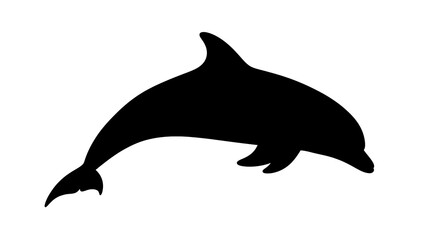 Fototapeta premium Black silhouette of a dolphin swimming.