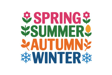 Fototapeta premium Seasonal icon illustration with colorful text and floral elements