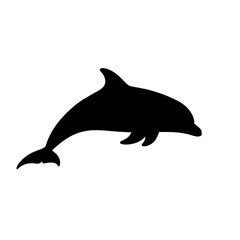Fototapeta premium Black silhouette of a dolphin swimming.