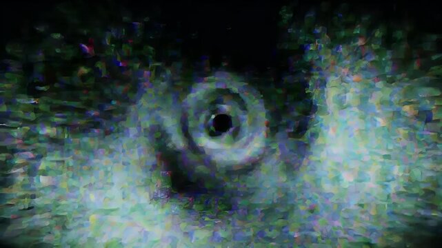 A swirling black hole creates a mesmerizing cosmic phenomenon in a dark space environment with vibrant colors.