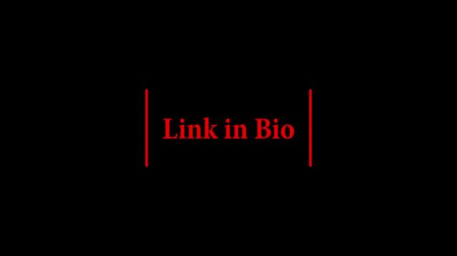 Minimalist "Link in Bio" Text Animation on Black Background