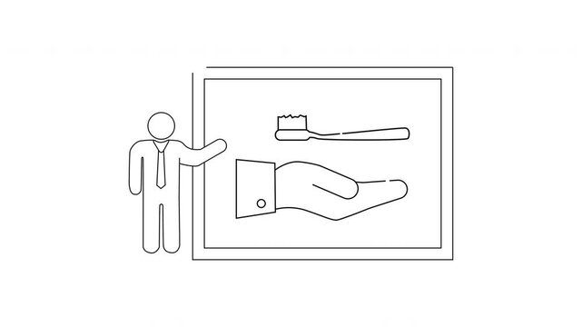 Dental Hygiene Presentation - Toothbrush and Hand Illustration.
