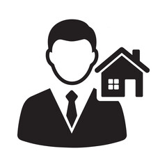 Professional Real Estate Agent Icon Representing Expert Property Management Realtor Services Home Buying Selling and Professional Mortgage Brokerage Advisory Services.
