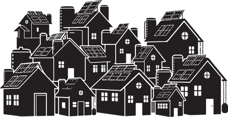 Obraz premium Black and white illustration of a residential neighborhood community