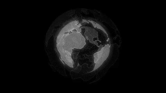 3d rendering abstract globe virtual planet Earth.  Network connection big data. Abstract technology black background. Digital technology planet. 4K video.