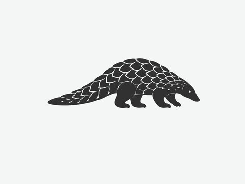 Pangolin vector icon logo silhouette illustration.