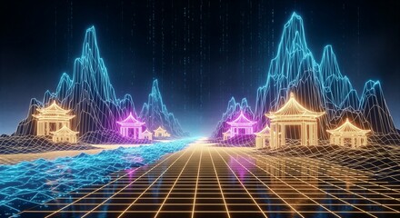 Futuristic Neon-Lit Landscape