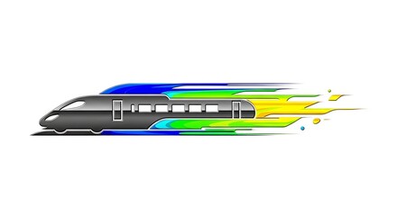 Fototapeta premium Modern bullet train speeding with dynamic colorful motion blur