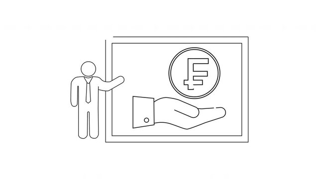 Financial Presentation with Swiss Franc Symbol and Hand.